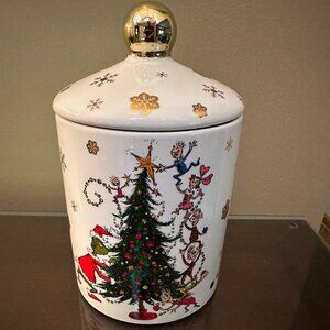 Dr. Seuss The Grinch Who Stole Christmas Gold Accents Cookie Jar Merry Grinchmas
